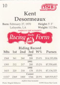 1993 Jockey Star #10 Kent Desormeaux Back